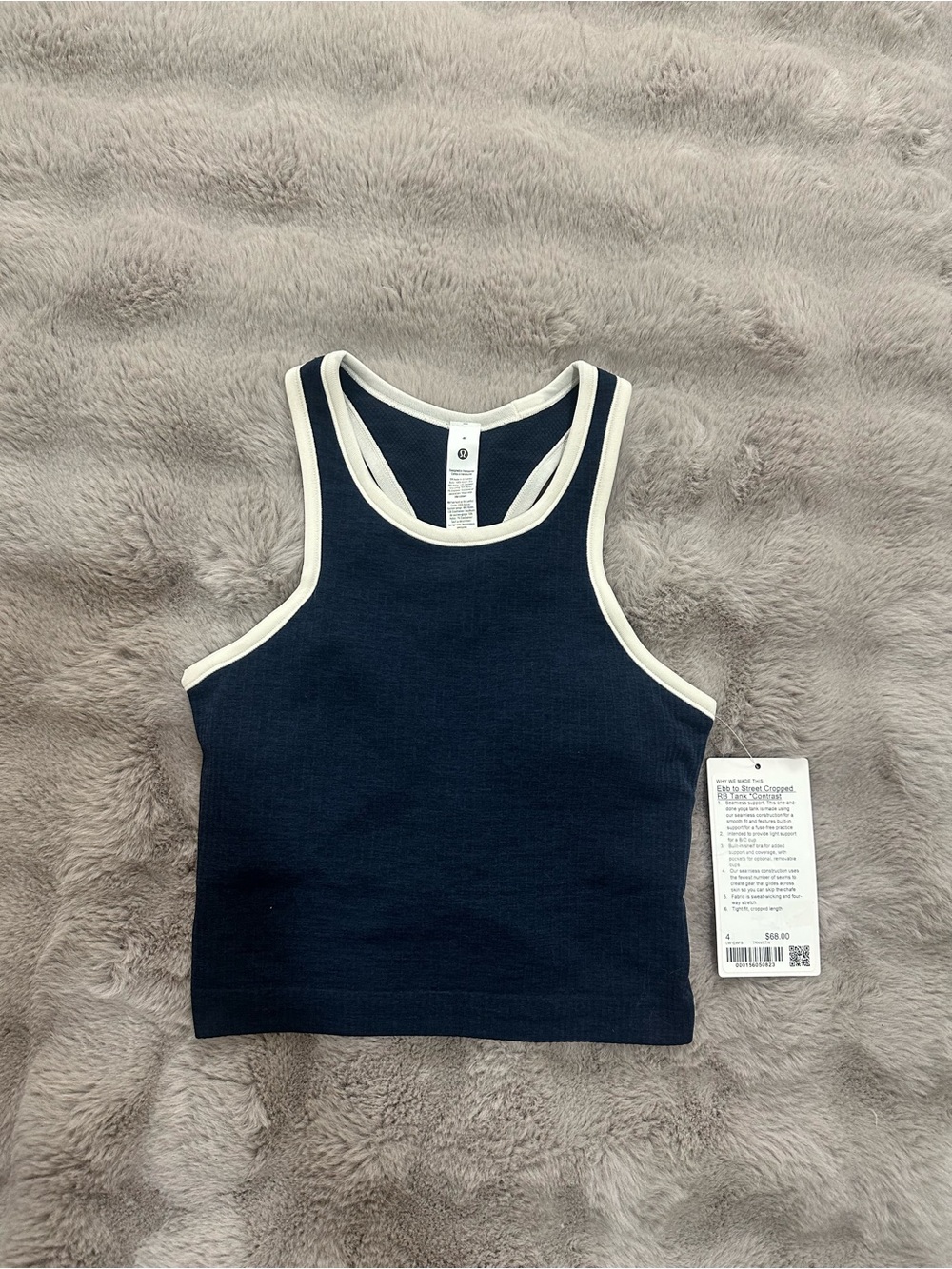 NWT Lululemon Ebb to Street Cropped RB Tank *Contrast Sz 4